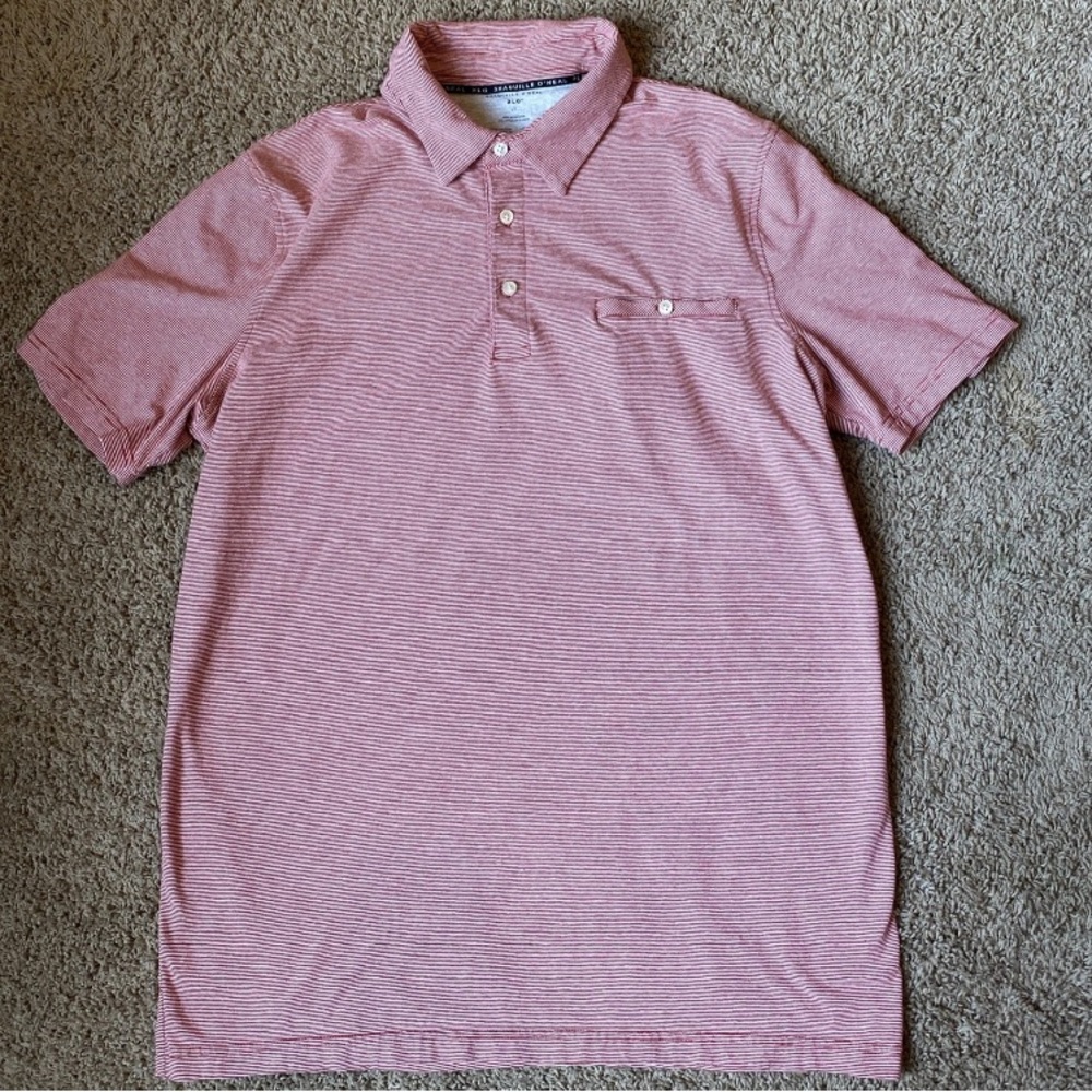 Shaquille Oneal Polo Shirt Mens Large Tall Red White Striped Short Sleeve Casual